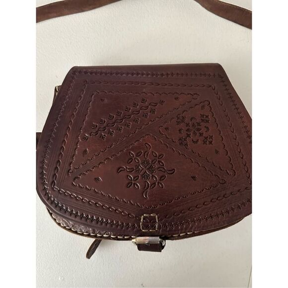 Vintage Women's Brown Handmade Leather Saddle Bag OS - Picture 5 of 11